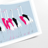 A stylized bird illustration in black and blue tones - as a rolled, unframed print