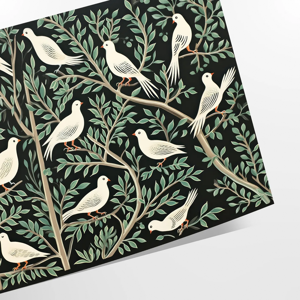 A stylized bird illustration in gray and black tones