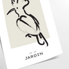 A bohemian-style poster featuring a bird in shades of gray and black