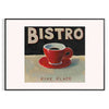 A minimalist bistro kitchen scene with black and gray tones - in a black frame