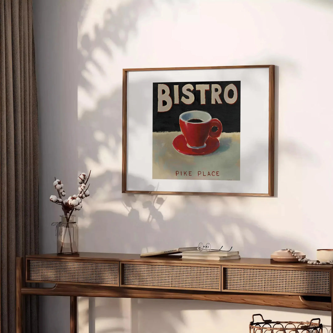 A minimalist bistro kitchen scene with black and gray tones - styled on a counter with eucalyptus and a bowl of lemons