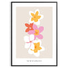 abstract flower design with black and orange hues - in a black frame