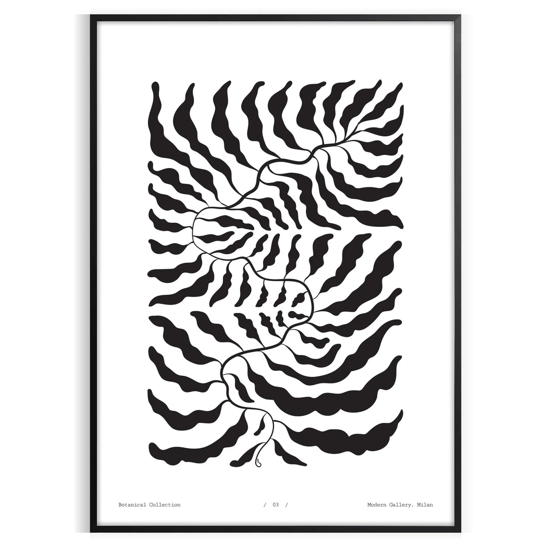 A monochromatic floral design featuring delicate gray and black blossoms