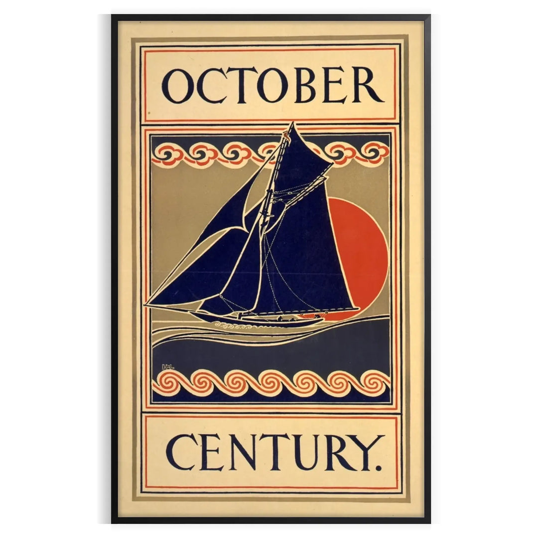 Illustration of a vintage boat against a green and black background