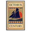 Illustration of a vintage boat against a green and black background - in a black frame