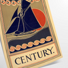 Illustration of a vintage boat against a green and black background - as a rolled, unframed print