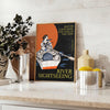A serene boat sailing on calm waters, with gray and black tones. - styled on a counter with eucalyptus and a bowl of lemons