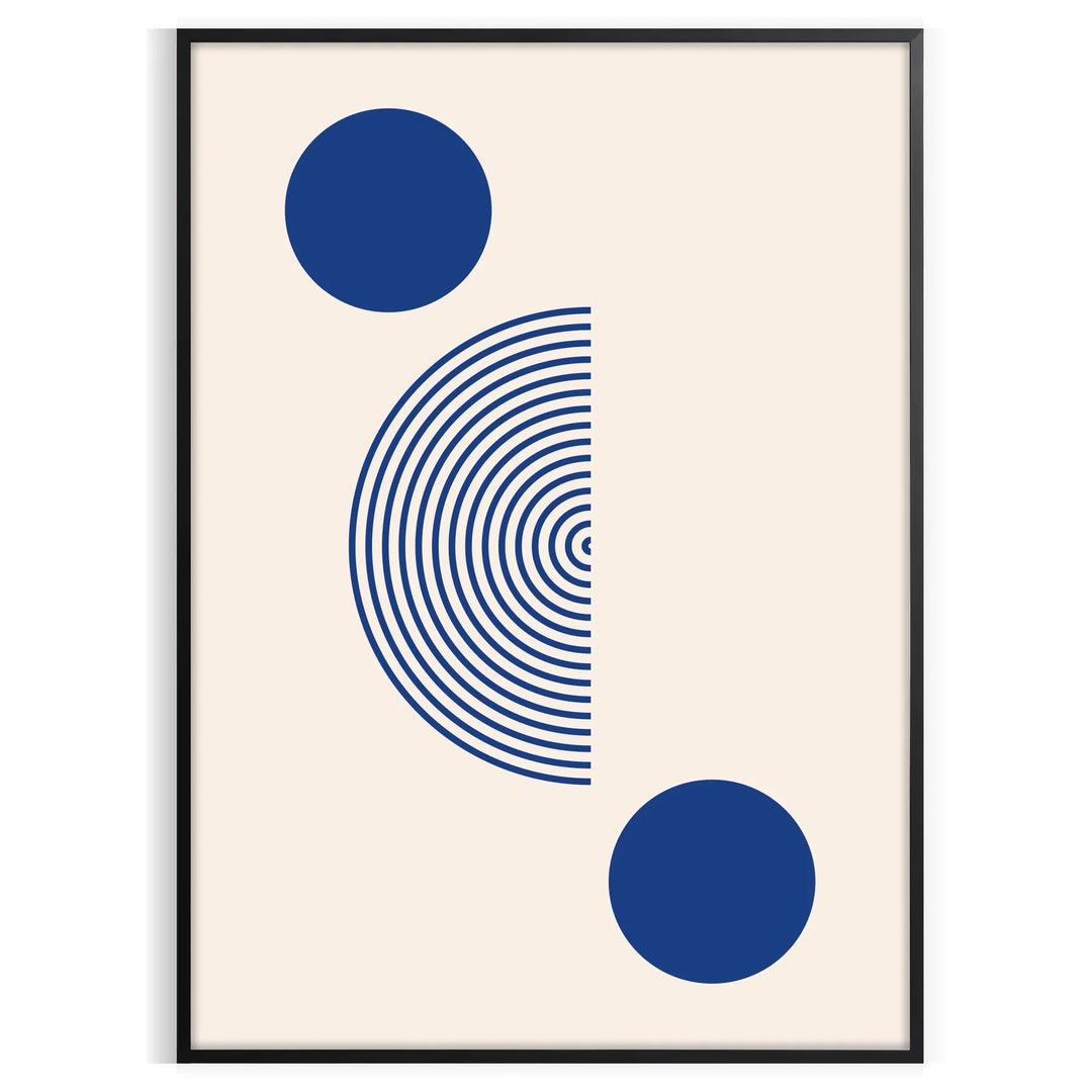 Abstract boho design with gray and blue hues in a fluid style
