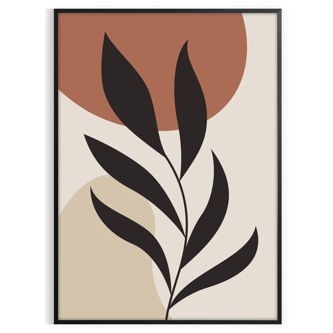 Abstract boho art with earthy tones and organic shapes