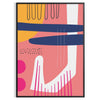 Abstract design featuring orange and blue shapes with a bohemian style - in a black frame