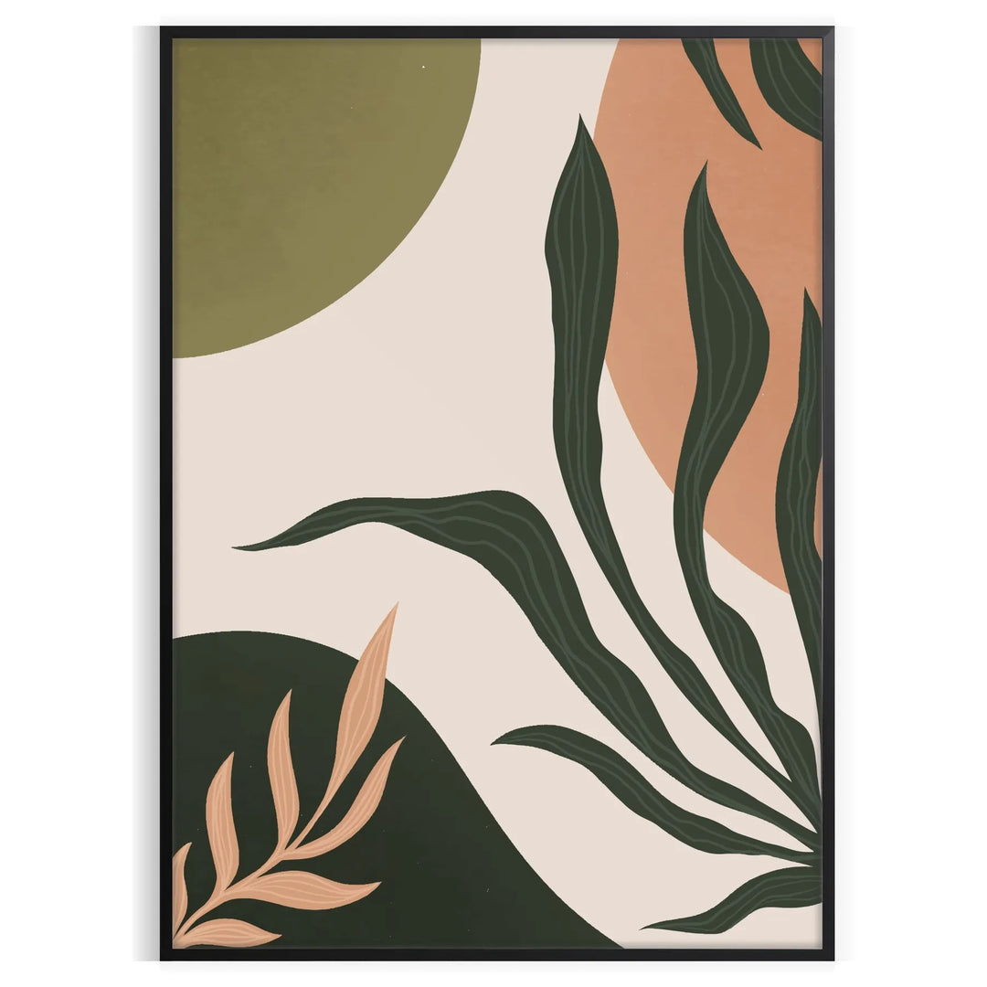 Abstract bohemian design with gray and green tones