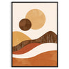 Colorful abstract shapes with bohemian patterns in warm tones - in a black frame