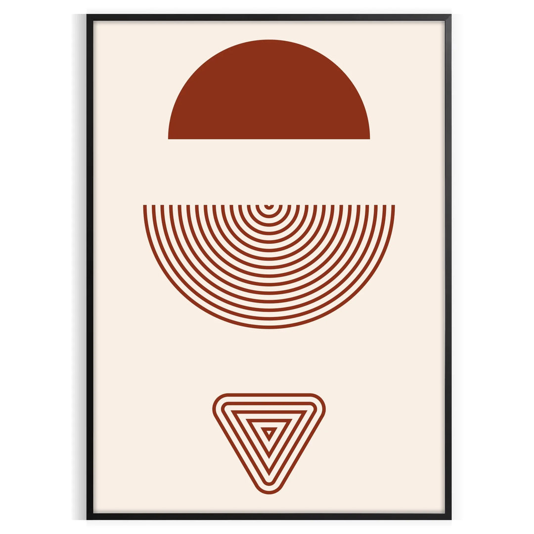 Abstract bohemian design with gray and red hues in a fluid style
