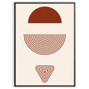 Abstract bohemian design with gray and red hues in a fluid style - in a black frame