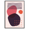 Abstract bohemian design with orange and red hues in a fluid style - in a black frame