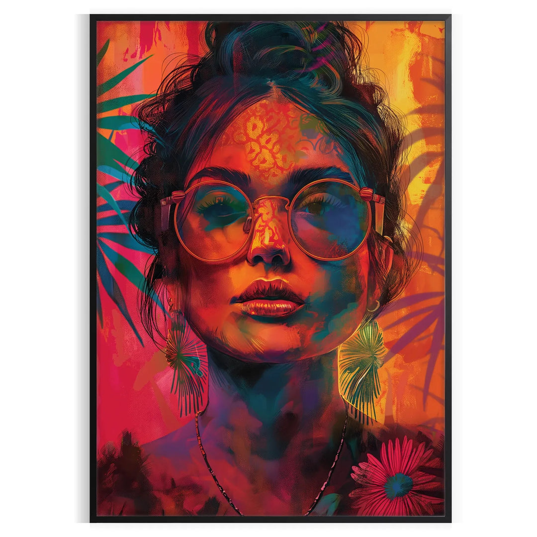 A bohemian-style illustration of women surrounded by celestial elements and earthy tones