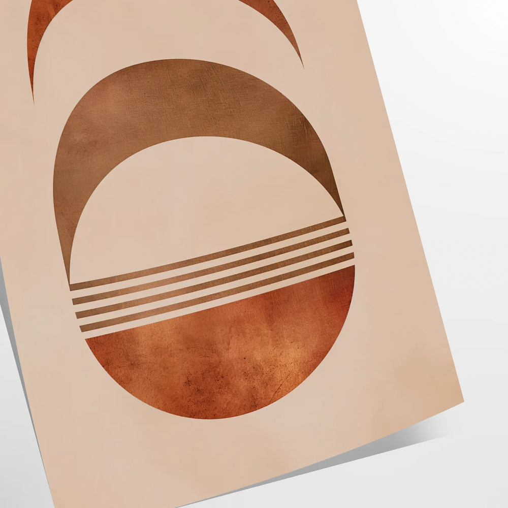 Abstract shapes in earthy browns and greens with a boho style