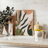 une touche bohème intérieur boho abstrait 42 nuances vibrantes vert orange affiche un cadeau parfait amateurs design formats A4 cm A0 - sur un plan de travail avec eucalyptus et coupe de citrons