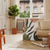 une touche bohème intérieur boho abstrait 42 nuances vibrantes vert orange affiche un cadeau parfait amateurs design formats A4 cm A0 - dans un salon parisien avec canapé et ficus