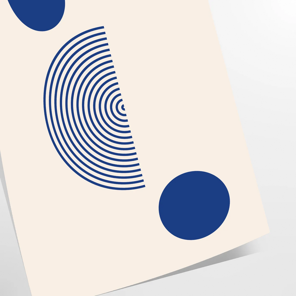 Abstract boho design with gray and blue hues in a fluid style
