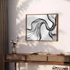 Abstract bohemian design with gray and black tones - styled on a counter with eucalyptus and a bowl of lemons