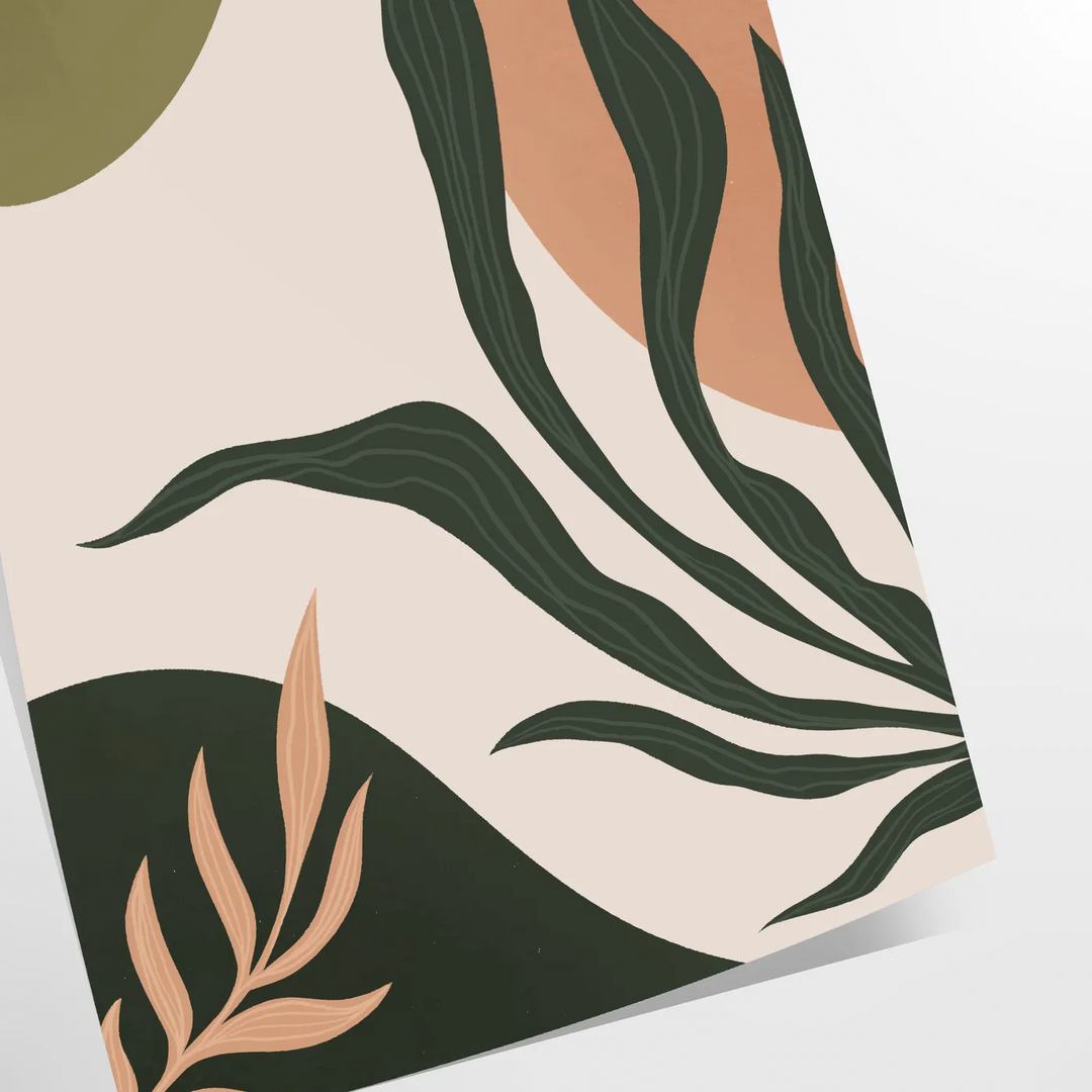 Abstract bohemian design with gray and green tones