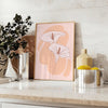 Abstract bohemian design with earthy tones and fluid shapes - styled on a counter with eucalyptus and a bowl of lemons