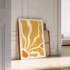 Colorful abstract shapes and patterns in a bohemian style - leaning on a herringbone floor against a white panelled wall