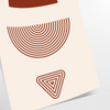 Abstract bohemian design with gray and red hues in a fluid style