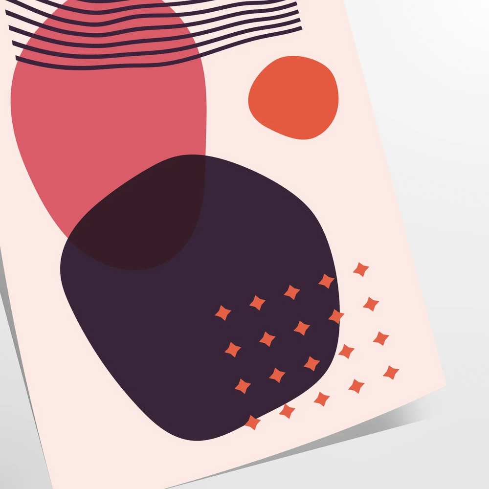 Abstract bohemian design with orange and red hues in a fluid style