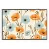 Vintage botanical illustration featuring green leaves and orange flowers - in a black frame