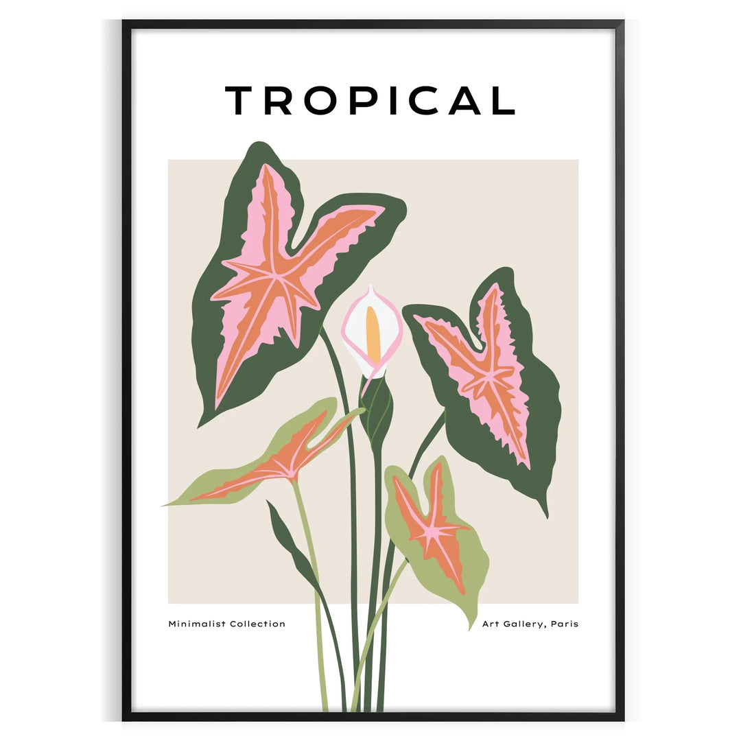 Botanical art print featuring orange and gray foliage in a modern style