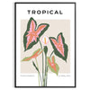 Botanical art print featuring orange and gray foliage in a modern style - in a black frame