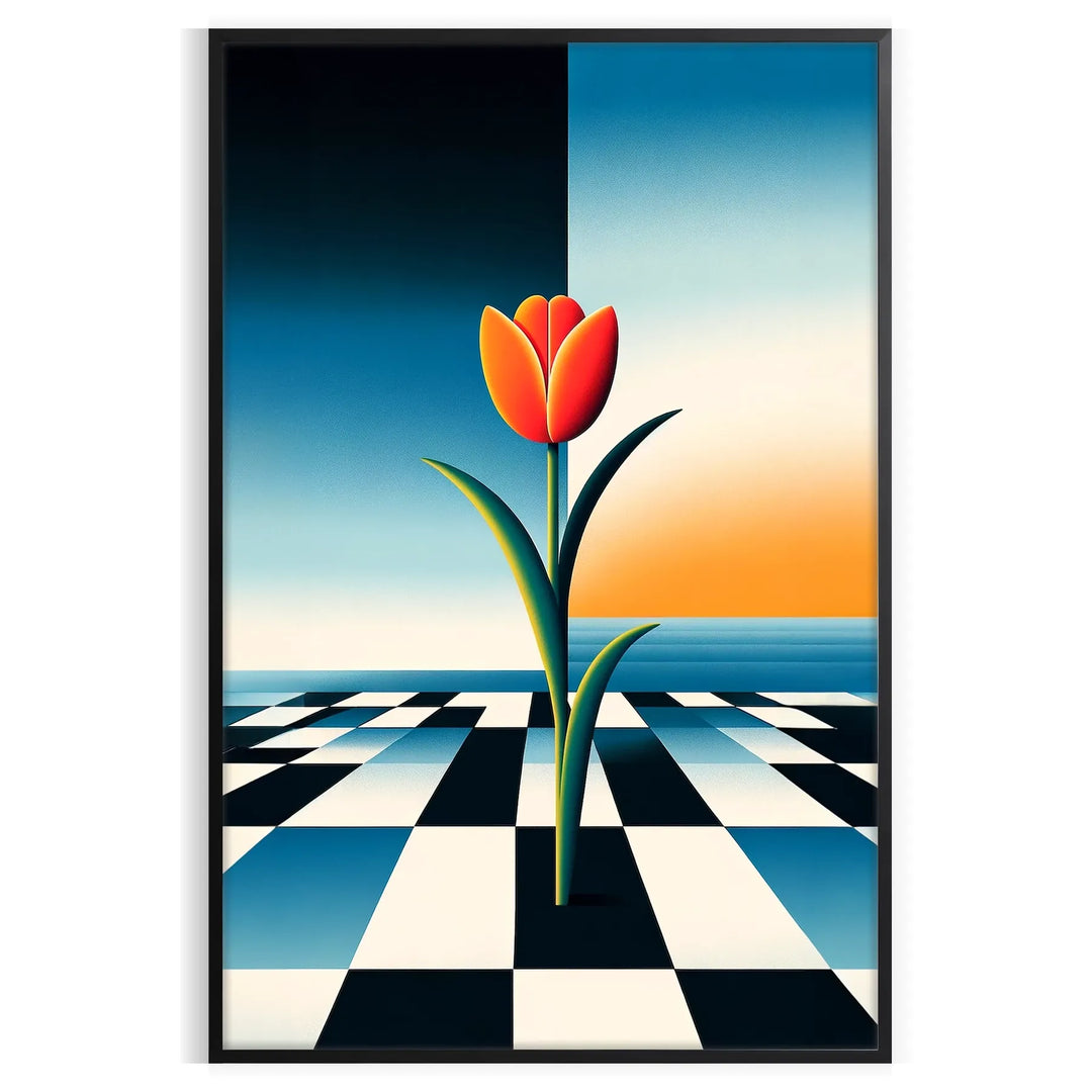 A vintage botanical illustration featuring various flowers in black and orange hues