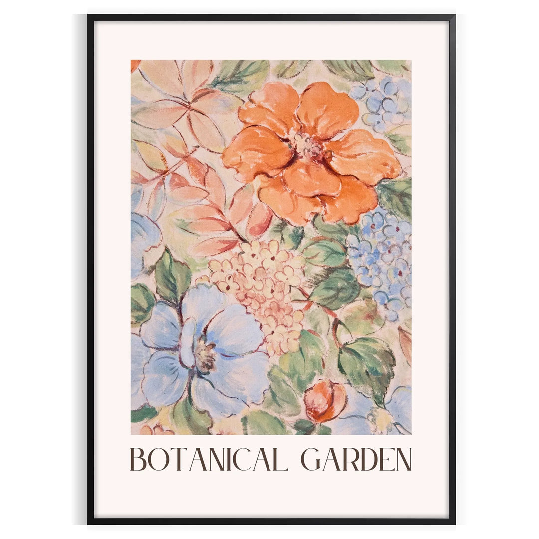 Botanical illustration featuring green leaves and orange flowers