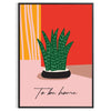 Botanical illustration featuring green leaves and orange flowers on a light background - in a black frame