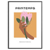 Botanical illustration featuring lush green leaves and vibrant orange flowers - in a black frame