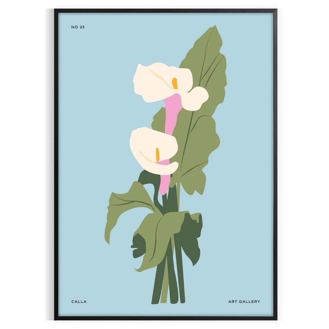 Vintage botanical illustration featuring blue and gray plant motifs