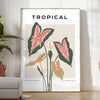 Botanical art print featuring orange and gray foliage in a modern style - in a bright minimalist room with a plant and an armchair