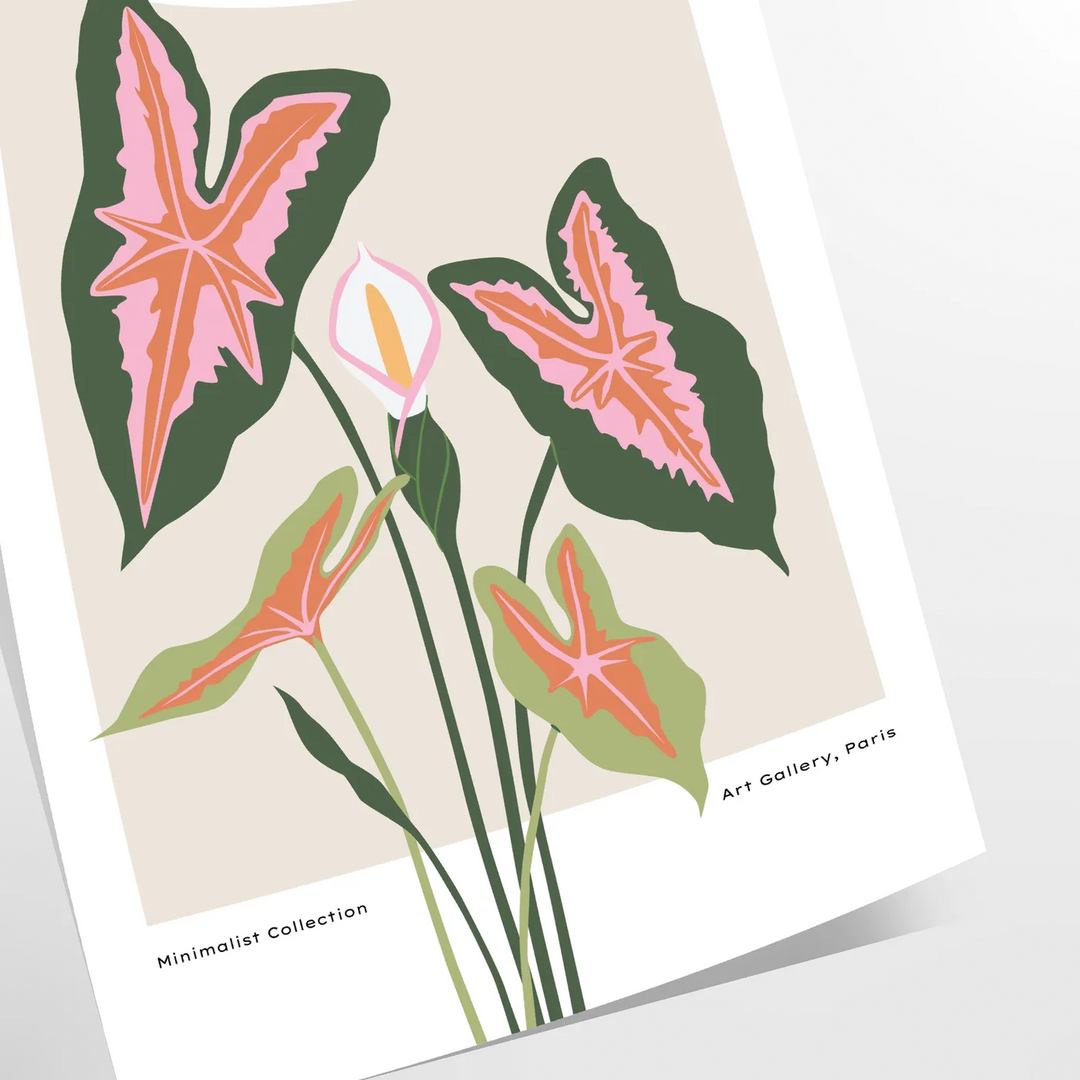Botanical art print featuring orange and gray foliage in a modern style