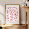 Botanical illustration featuring green leaves and yellow flowers - beside a round wooden side table with books