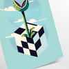 Ilustración de plantas carnívoras en un estilo botánico con tonos gris oscuro - como impresión enrollada, sin marco