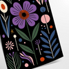 Delicate botanical flowers in a black and green color palette - as a rolled, unframed print