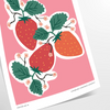 A vintage botanical print featuring orange and blue hues with various plants.