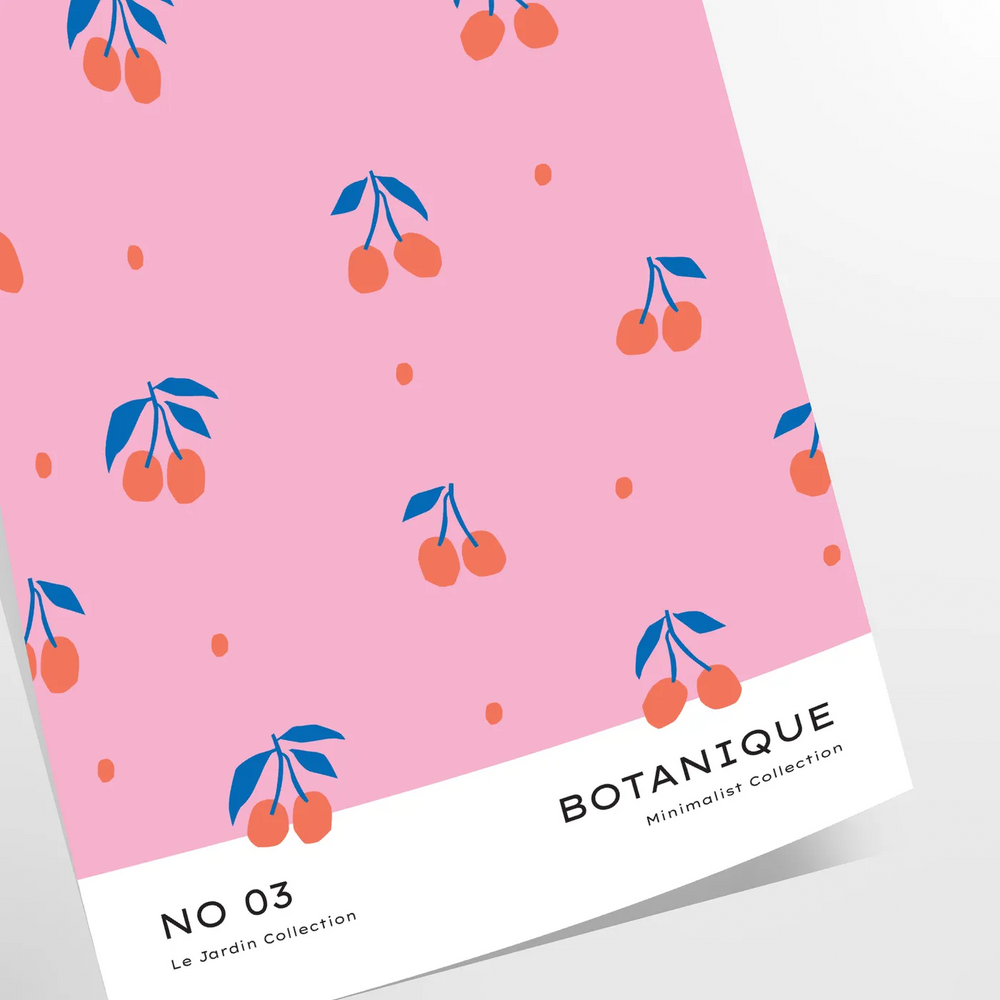 Botanical illustration featuring green leaves and orange flowers on a blue background