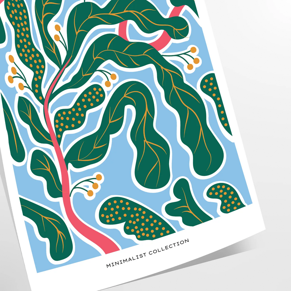 Vintage botanical illustration featuring various green plants on a textured background