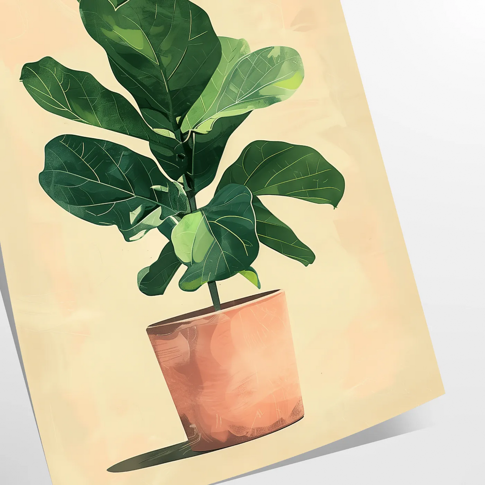 Botanical illustration featuring green leaves and orange flowers on a light background