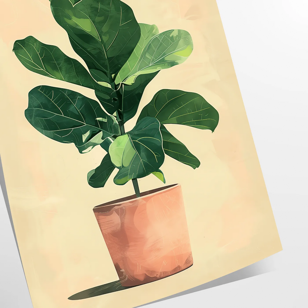 Botanical illustration featuring green leaves and orange flowers on a light background