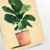 Botanical illustration featuring green leaves and orange flowers on a light background