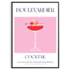 Illustration of a Boulevardier cocktail with orange and blue accents - in a black frame
